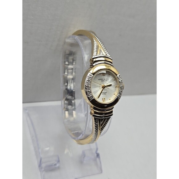 Anne Klein Diamond Swiss Vintage Quartz Two Tone Bangle Watch New Battery 763S - Picture 3 of 11